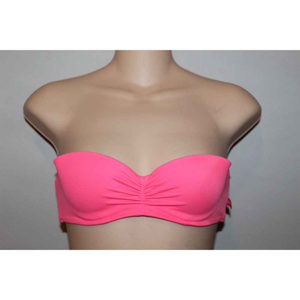 ✨2/$20 Victoria's Secret Strapless Bikini Top Pink Rope Back Women's Size 32A - Picture 2 of 5